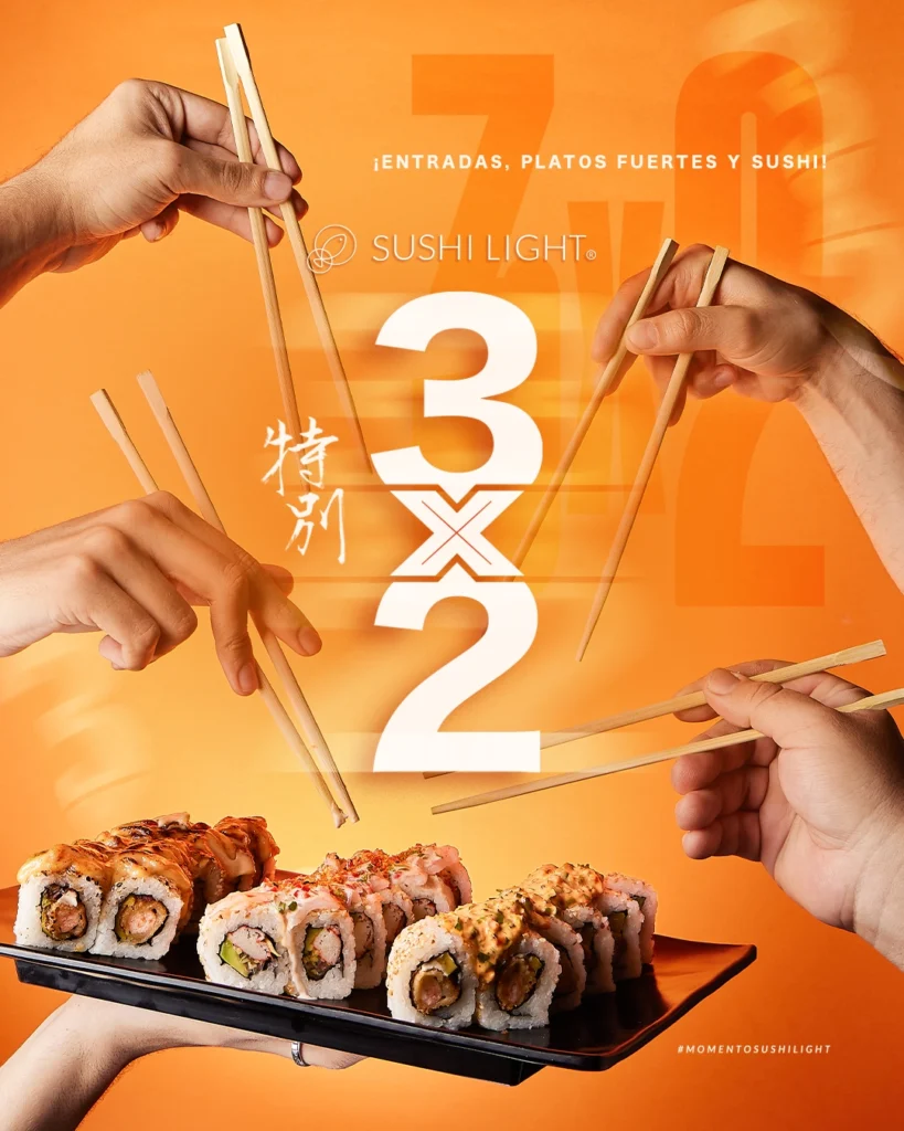 3x2 entradas, sushi, platos fuertes Sushi Light
