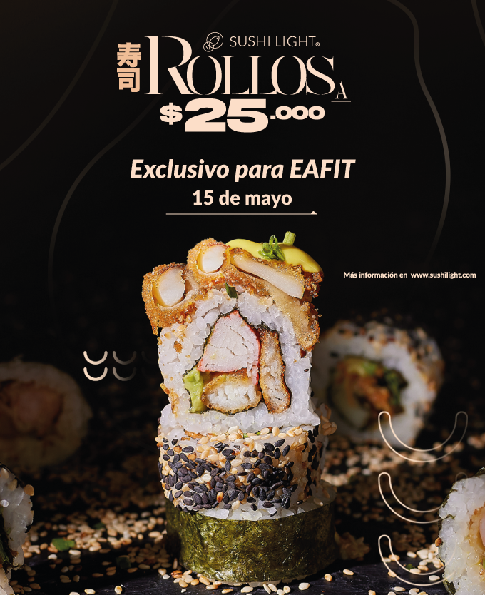 Rollos de sushi a $25.000 EAFIT